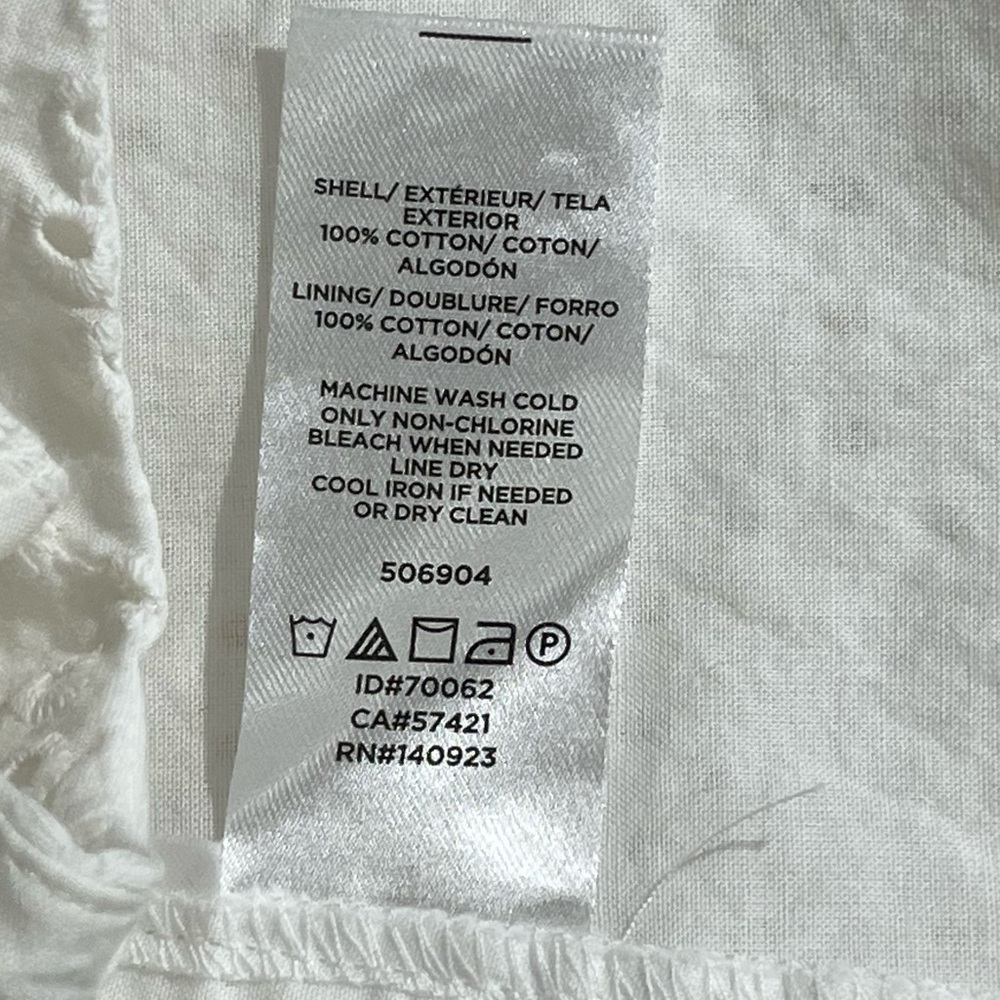 LOFT White Eyelet Mini Dress Flutter Sleeves Size 0 - Picture 9 of 11